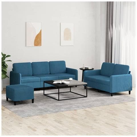 Set di Divani 3 pz Blu in Velluto - Foto 2