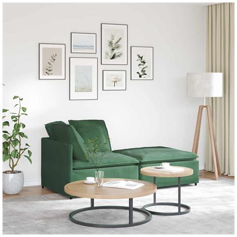 Divano Modulare con Poggiapiedi e Cuscini Verde Giungla - Foto 2