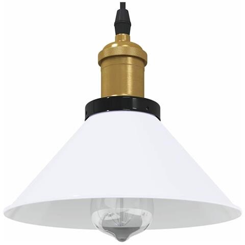 Lampada Sospensione Regolabile E27 Bianco Lucido Ø22cm Metallo - Foto 2