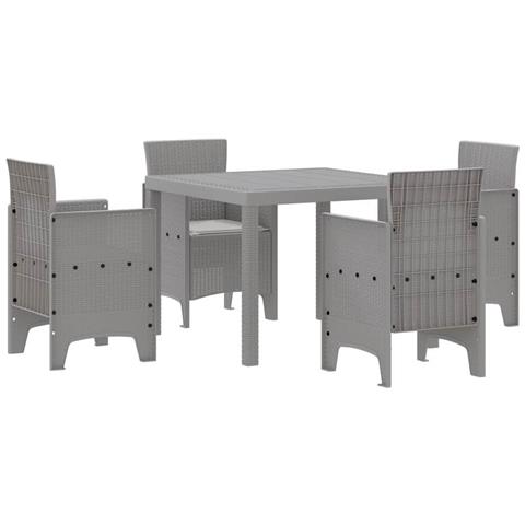 Set pranzo giardino 5 pezzi con cuscini grigio chiaro polyrattan - Foto 1