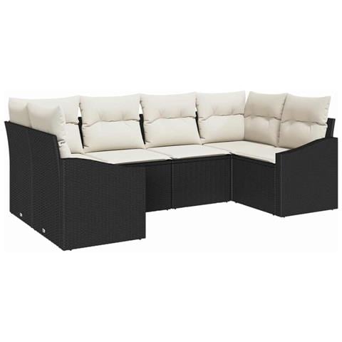 Set divani giardino con cuscini neri in polyrattan - Foto 1