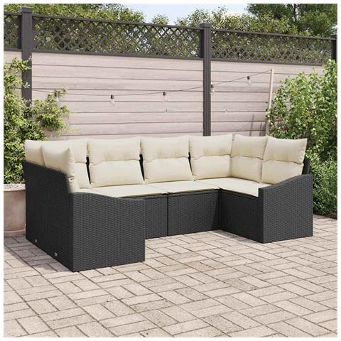 Set divani giardino con cuscini neri in polyrattan - Foto 2
