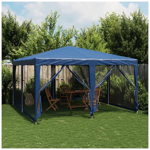 Tenda per Feste con 8 Pareti Laterali in Rete Blu 4x4 m HDPE - Foto 2