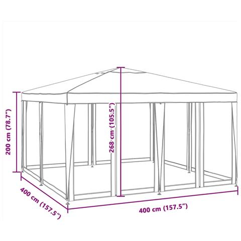 Tenda per Feste con 8 Pareti Laterali in Rete Blu 4x4 m HDPE - Foto 8