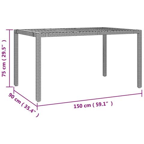 Set Pranzo Giardino 5pz Nero Polyrattan Legno Massello Acacia - Foto 9