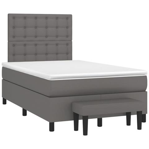 Giroletto a Molle con Materasso Grigio 120x190 cm in Similpelle - Foto 2