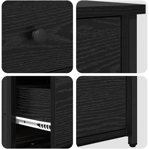 Comodino in rovere nero Rovere Nero MDF, Metallo Compatto - Foto 9