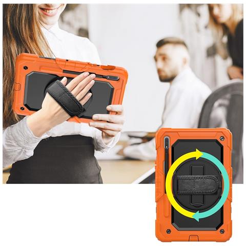 Custodia Per Samsung Galaxy Tab S8/s7 11"" Con Tracolla Arancione - Foto 2