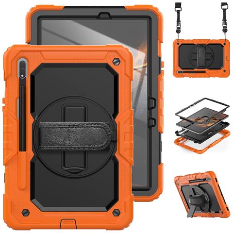Custodia Per Samsung Galaxy Tab S8/s7 11"" Con Tracolla Arancione - Foto 4