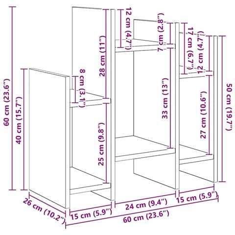 Mobile laterale Rovere nero 60 x 26 x 60 cm Legno multistrato - Foto 7