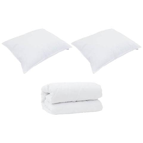 Set di piumini con cuscino 3 pcs Bianco 240 x 260 cm Microfibra - Foto 1