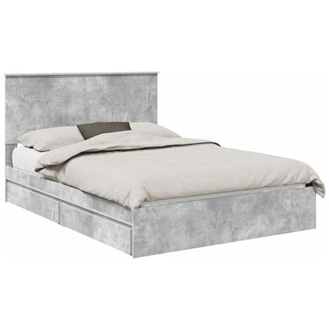 Letto con Contenitore con testiera Grigio cemento 150 x 200 cm - Foto 1