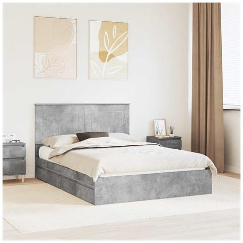 Letto con Contenitore con testiera Grigio cemento 150 x 200 cm - Foto 2