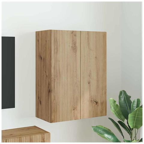 Mobile TV da parete Bianco 59,5 x 31 x 60 cm Legno multistrato - Foto 2