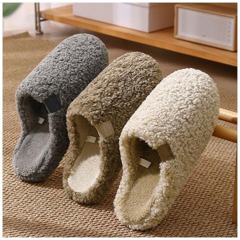 Pantofole Da Interno In Lana D'agnello - Calde E Antiscivolo Per Autunno E Inverno  M - Foto 6