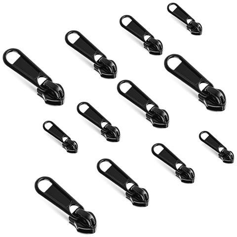 Set Di 12 Cursori Per Cerniere In Nylon Resistenti #3 #5 #8 #10, Sostituzione Del Tirazip In Metallo Black - Foto 1
