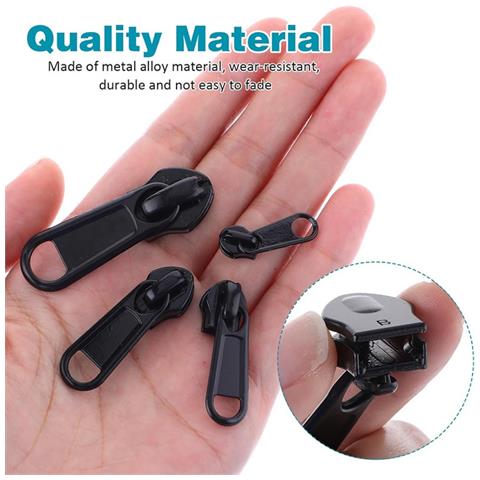 Set Di 12 Cursori Per Cerniere In Nylon Resistenti #3 #5 #8 #10, Sostituzione Del Tirazip In Metallo Black - Foto 5