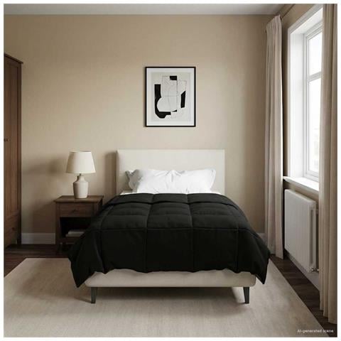 Duvet Invernale Trapuntato Nero 140 x 220 cm Microfibra - Foto 2