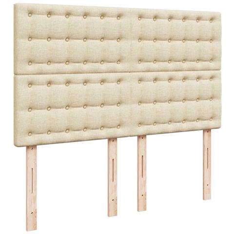 Struttura Letto Pouf con Materasso Crema 140x190 cm in Tessuto - Foto 9
