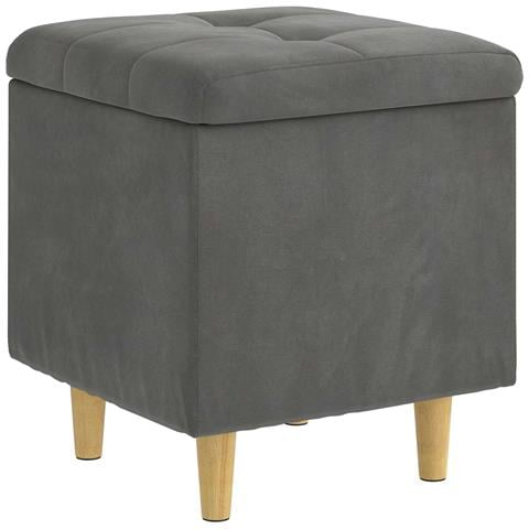 Pouf contenitore Grigio scuro 40 x 40 x 45 cm Velluto - Foto 1