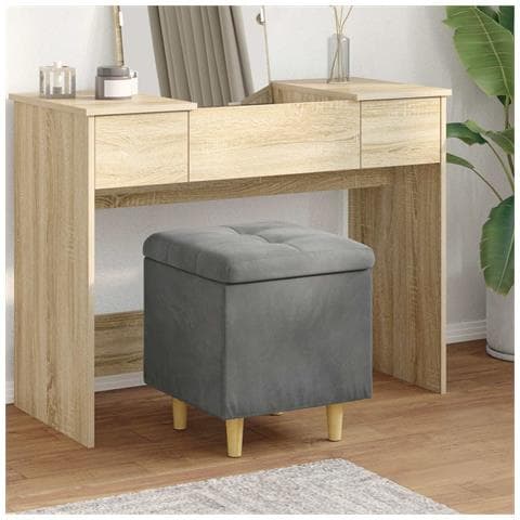 Pouf contenitore Grigio scuro 40 x 40 x 45 cm Velluto - Foto 2