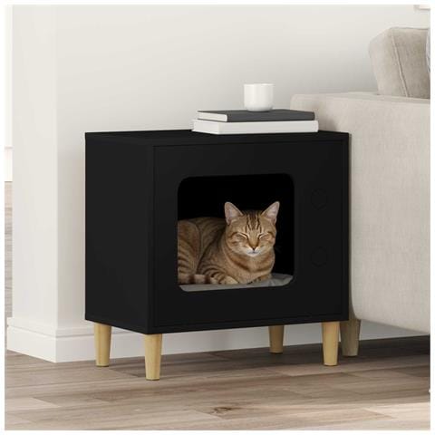 Casa per Gatti Nero 51 x 30 x 52 cm Legno multistrato - Foto 2