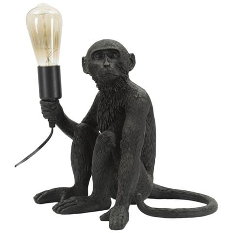 Lampada Da Tavolo Monkey In Polyresin Nero E Oro A Forma Di Scimmia Seduta - Foto 1
