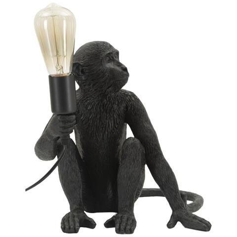 Lampada Da Tavolo Monkey In Polyresin Nero E Oro A Forma Di Scimmia Seduta - Foto 2