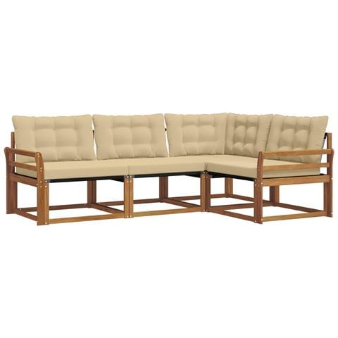 Set di divani con cuscino 4 pcs Naturale e Beige - Foto 1