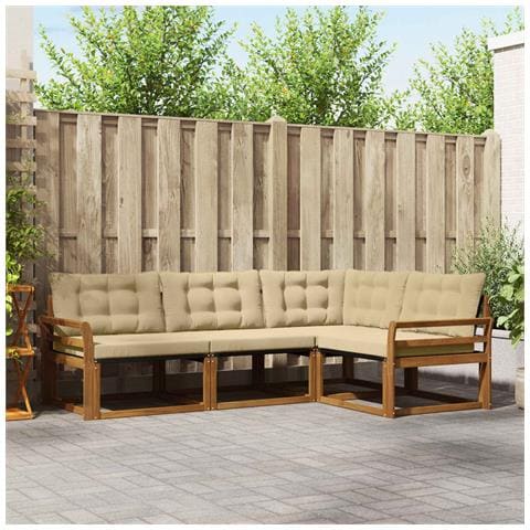Set di divani con cuscino 4 pcs Naturale e Beige - Foto 2