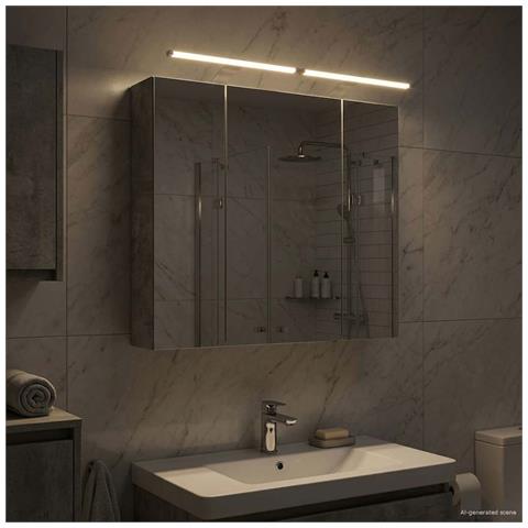 Mobiletto per specchio da bagno con lo scaffale Grigio cemento - Foto 2