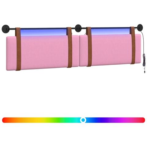 Testiera sospesa Con luce LED Rosa PU Antico - Foto 1
