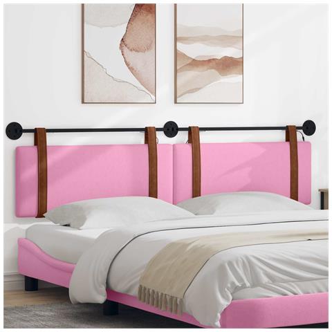 Testiera sospesa Con luce LED Rosa PU Antico - Foto 2