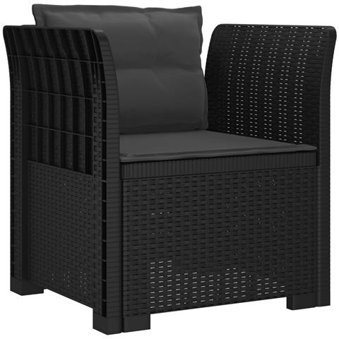 Poltrona a 1 Posto con Cuscini Aspetto Rattan PP Antracite - Foto 1