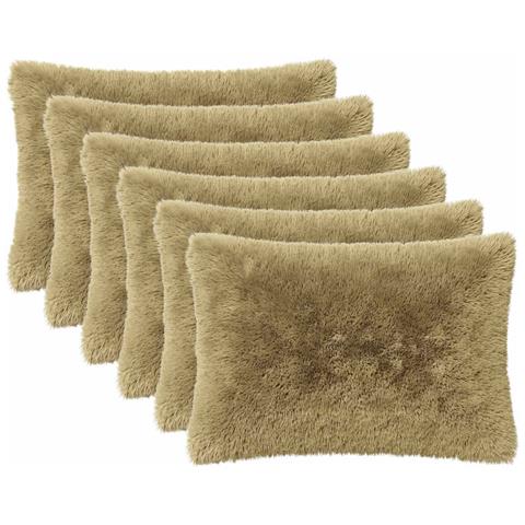 Cuscino con cuscino HEERLEN 2 pz Grigio Chiaro Fleece PV - Foto 1