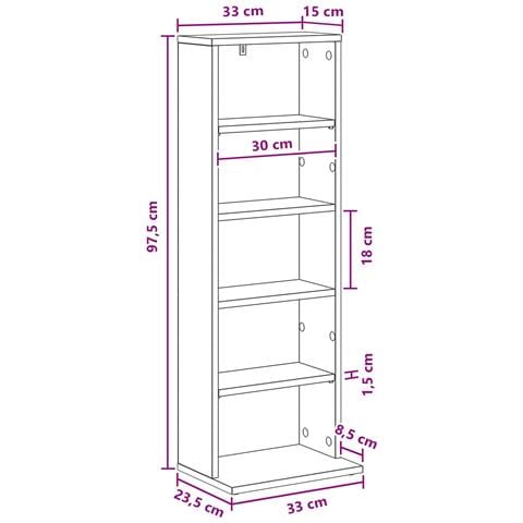 Mobile per CD Rovere Fumo 33 x 23,5 x 97,5 cm - Foto 9