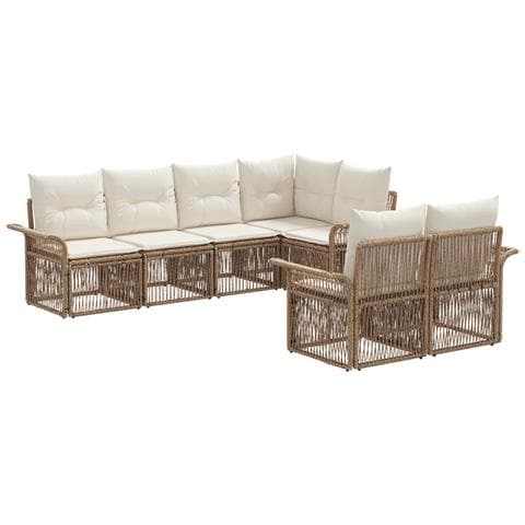 Set Divano da Giardino 7 pz 7-Numero di posti Beige polyrattan - Foto 1