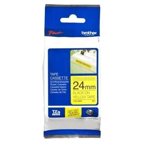 Nastro Adesivo Laminato Auperresistente per Etichettare Formato 2.4 cm x 8 m Nero su Giallo - Foto 2