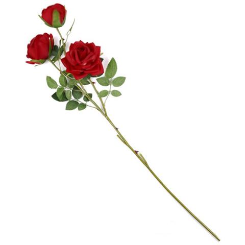 25 Fiori Artificiali Seta Tris Mazzo Di Rose Rosse Finte Decorazione Festa Matrimonio Grande - Foto 1