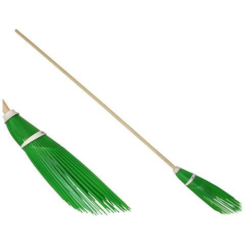 Scopa Spazzina Di Colore Verde Con Manico In Legno Da Cm. 150. - Foto 1