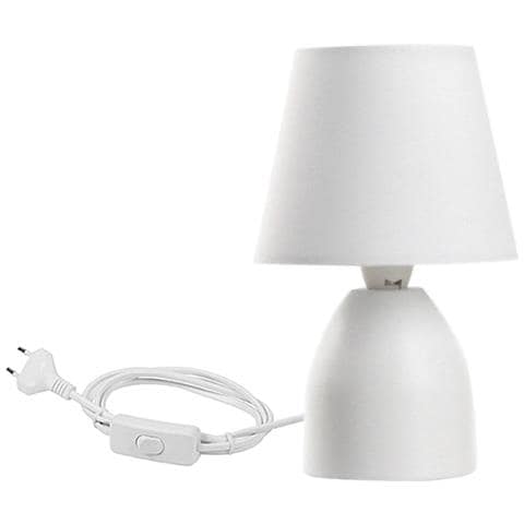 Lampada Da Tavolo Nano Con Base In Metallo E Paralume In Tessuto. Colore Bianco - Foto 3