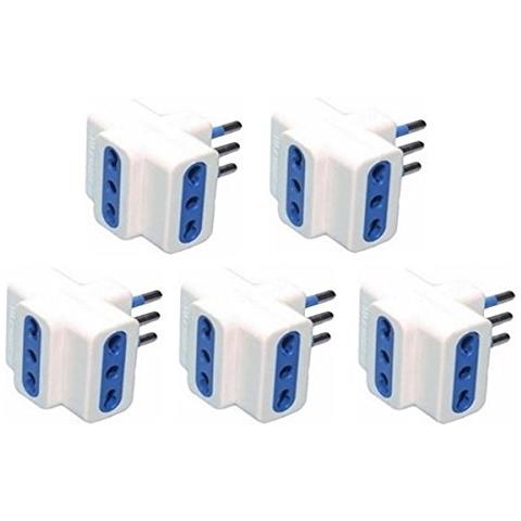 5 X Adattatore Tripla Spina 2 Presa Bipasso 16a / 10a + Presa Bipasso Universale - Foto 2