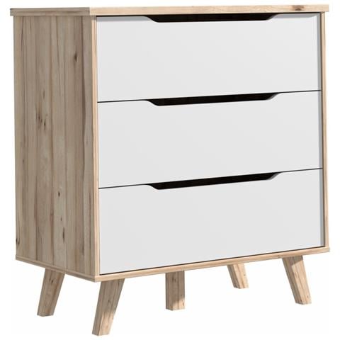 Cassettiera Scandinava A 3 Cassetti - Decoro In Rovere Sonoma - Gambe Massicce - L 80 Cm - Vankka - Foto 1