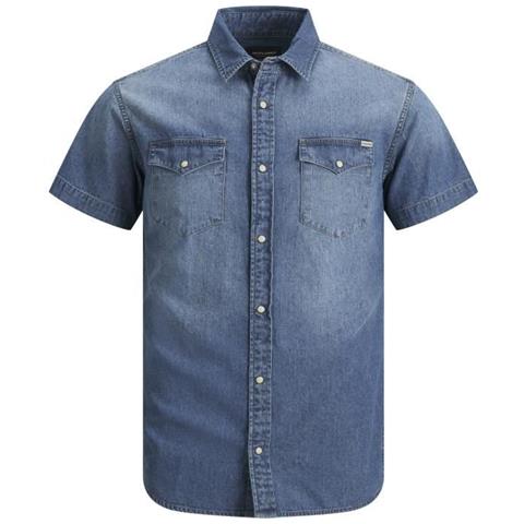 Camicia Di Jeans Blu Medio Da Uomo - Foto 1