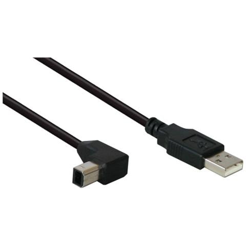 USB Type A - USB Type B, m-m, 1m, USB A, USB B, Maschio / maschio, Dritto, Ad angolo, Nero, Metallico - Foto 1