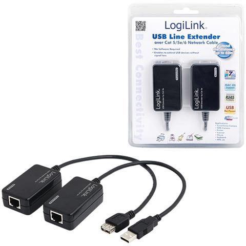 Line Extender USB via CAT5/6 USB A USB A Nero cavo di interfaccia e adattatore - Foto 1