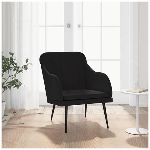Poltrona Nera 63x76x80 Cm Velluto - Foto 6