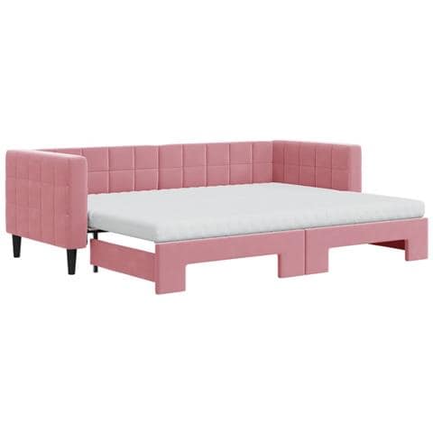 Divano Letto Estraibile Con Materassi Rosa 80x200 Cm Velluto - Foto 1