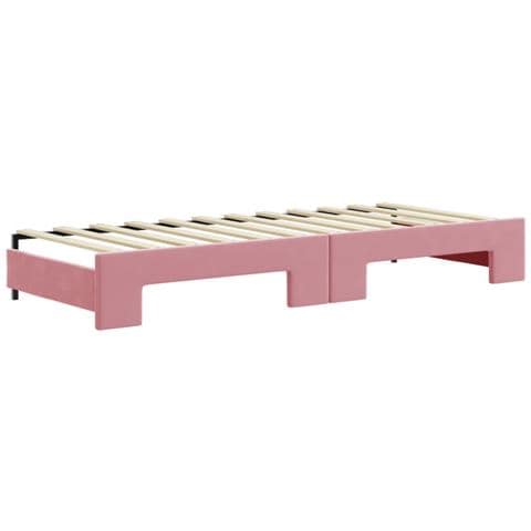 Divano Letto Estraibile Con Materassi Rosa 80x200 Cm Velluto - Foto 9