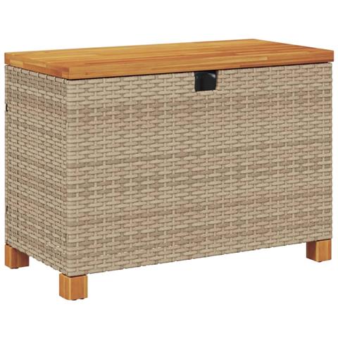 Contenitore Giardino Beige 80x40x48cm Polyrattan E Legno Acacia - Foto 2